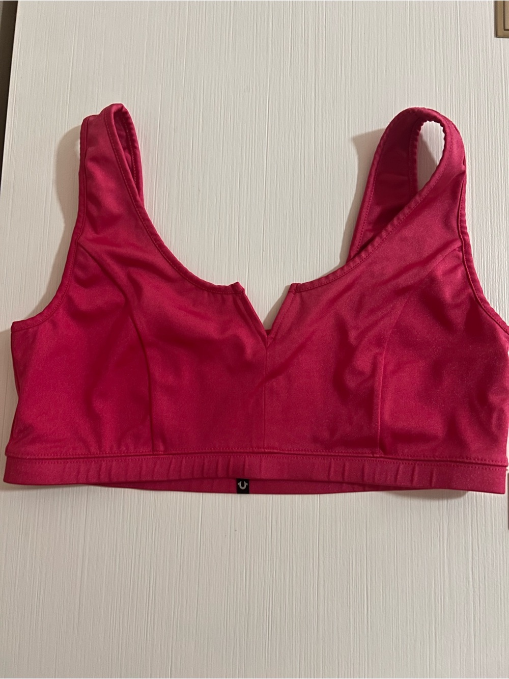 🧘🏽♀️🌺🪷True Religion Pink V-Neck Seamless Sports Bra Cropped Tank Top🪷🌺🧘🏽♀️